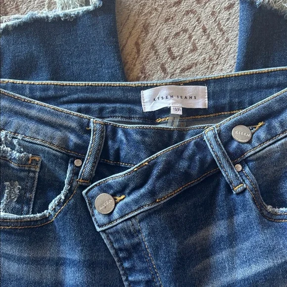 Risen Crossover Distressed Girlfriend Jeans - Picture 2 of 13